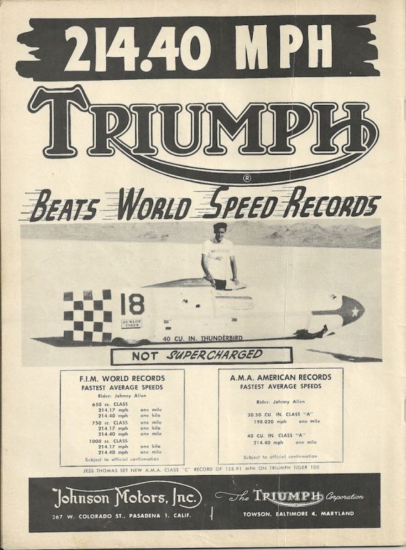 Recorde mundial de velocidade de 1955 [Arquivo l Triumph]